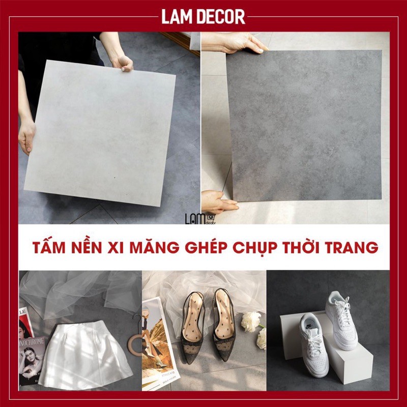 Tấm nền xi măng ghép để chụp quần áo, giầy dép