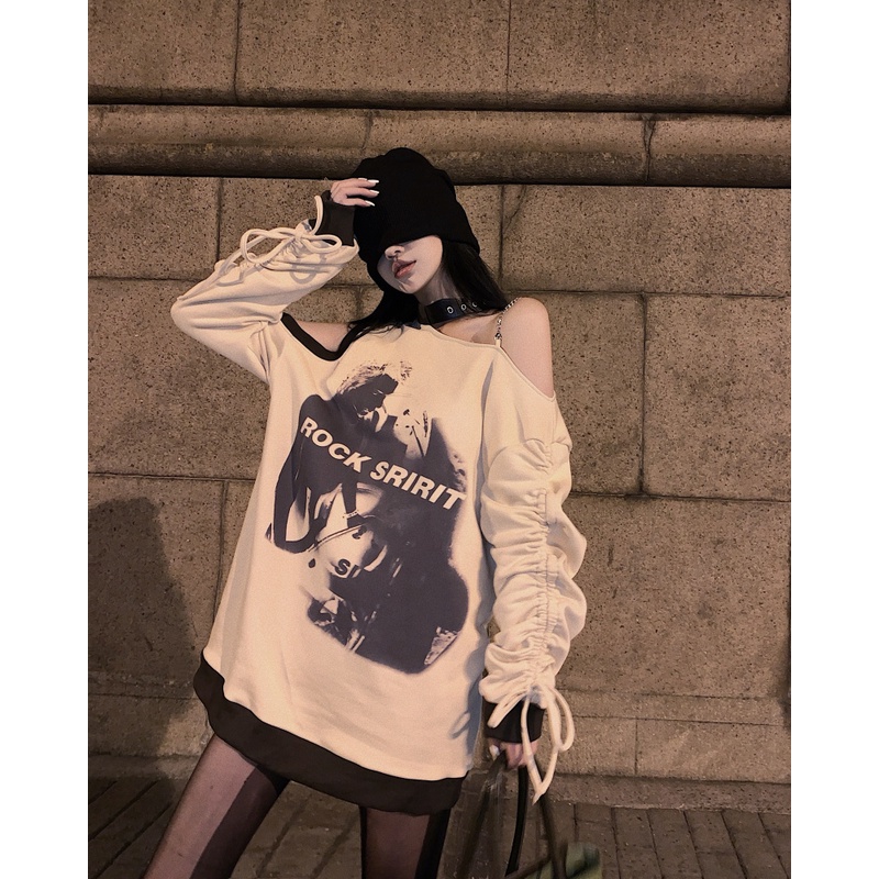 IELGY Áo sweater dáng rộng thời trang sành điệu cho nữ