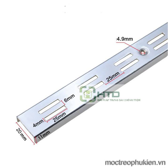 Thanh ray gắn tường đôi sơn tĩnh điện lỗ to HTD-T02