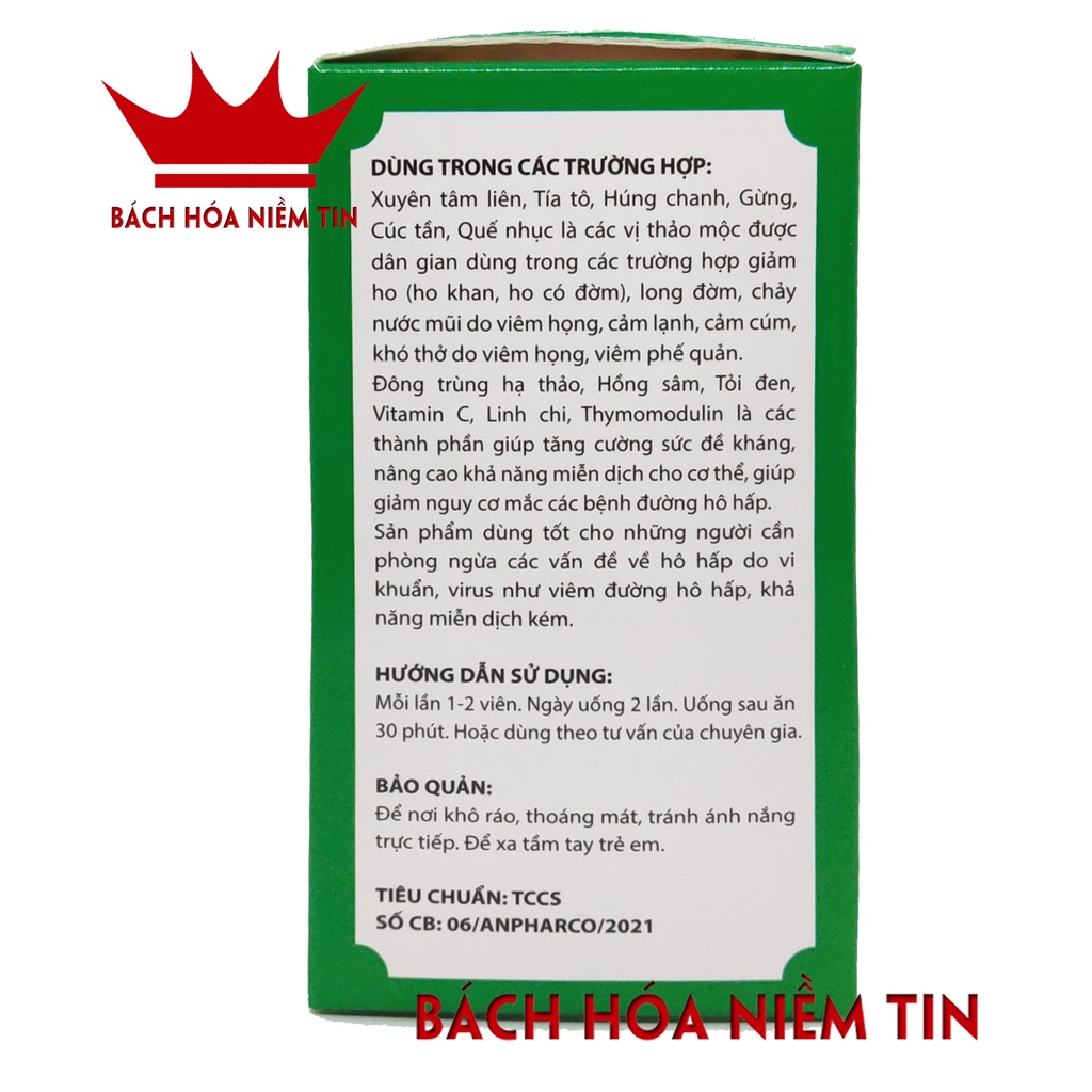 Viên uống XUYÊN TÂM LIÊN - Giải cảm, giảm ho, sốt, sổ mũi, tăng cường miễn dịch hiệu quả- Hộp 30 viên