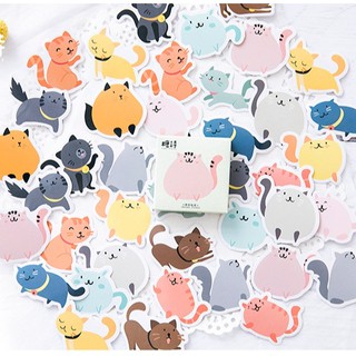 Hộp 45 miếng sticker mẫu con mèo mập đáng yêu