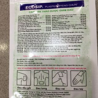 Cao dán thảo dược giảm đau Ecosip