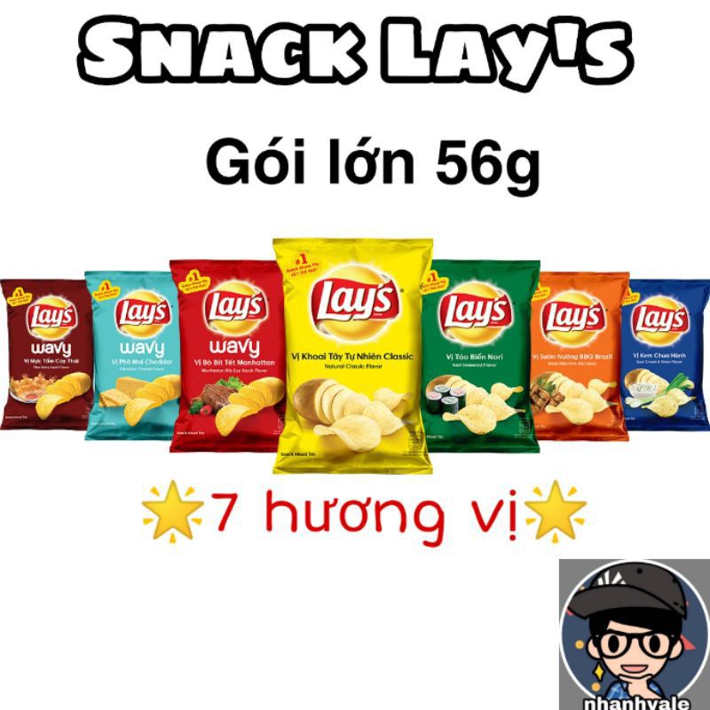 [G01] Snack Lays khoai tây 7 hương vị 🌟Gói + 15%🌟 Gói 56g S031