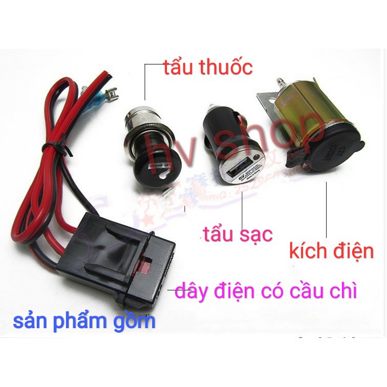 Sac dien thoai xe may Sạc Điện Thoại có tẩu thuốc và sạc moto Xe Máy nhỏ gọn hv shop