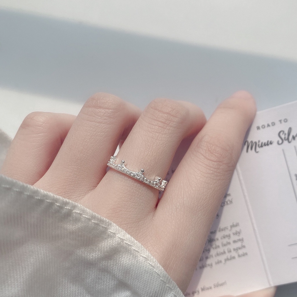 Nhẫn bạc nữ Miuu Silver vương miện đính đá Queen Ring
