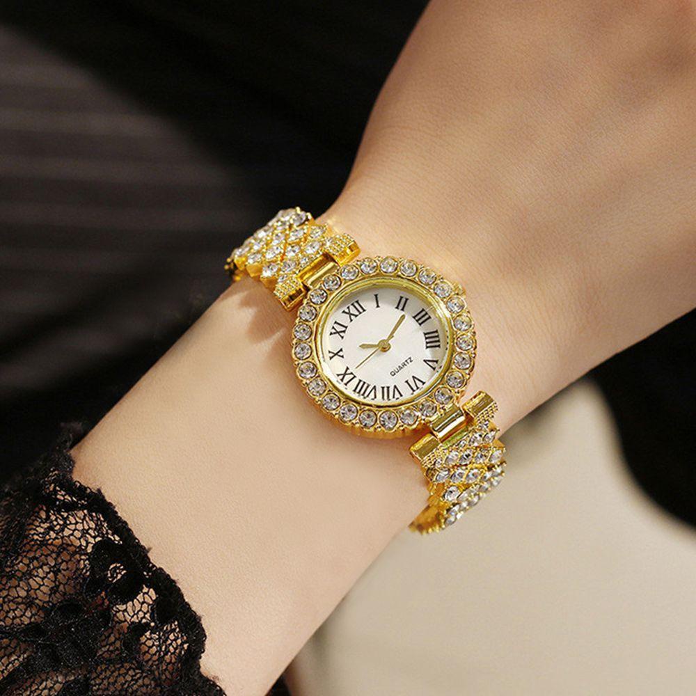 EUTUS Đồng Hồ Quartz Đính Đá Với Dây Đeo Thép Không Gỉ
