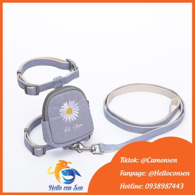 Dây yếm chó mèo kèm balo yếm cho chó mèo Họa Tiết thêu Xinh Xắn Siêu Bền Chống Mài Mòn Tiện Dụng