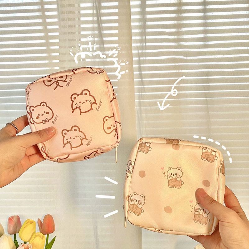 Túi Đựng Băng Vệ Sinh Sức Chứa Lớn Họa Tiết Hoạt Hình Phong Cách Hàn Quốc Cho Nữ