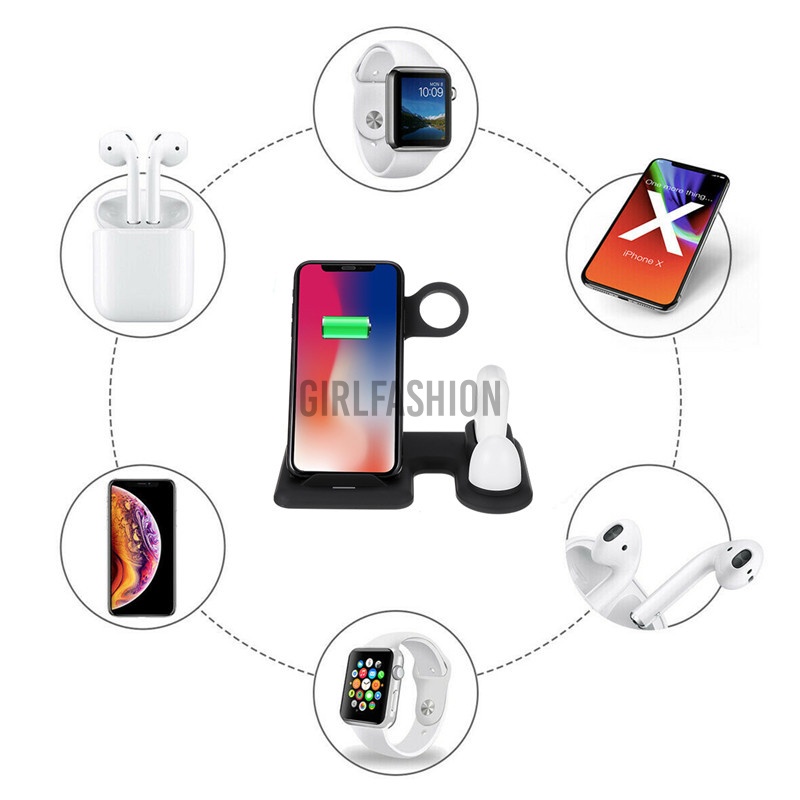 4 in1 Wireless Charger Charging Stand For Apple Watch 5/4/3/2/1 Airpod Cellphone