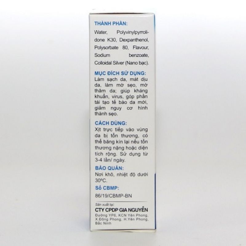 Xịt nano bạc Skinkey lọ 15ml hỗ trợ tái tạo da, mờ sẹo, mờ thâm do thủy đậu, zona