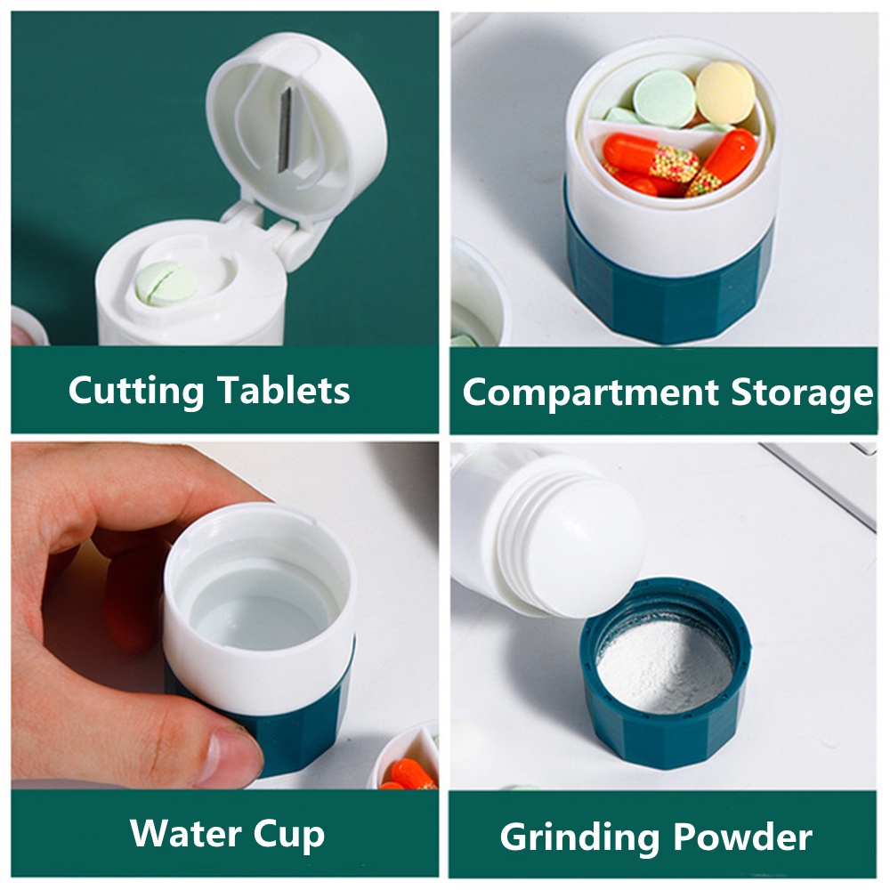 Hộp cắt và nghiền thuốc uống/vitamin dạng viên cỡ nhỏ hoặc lớn 3 trong 1 tiện dụng màu sắc tùy chọn