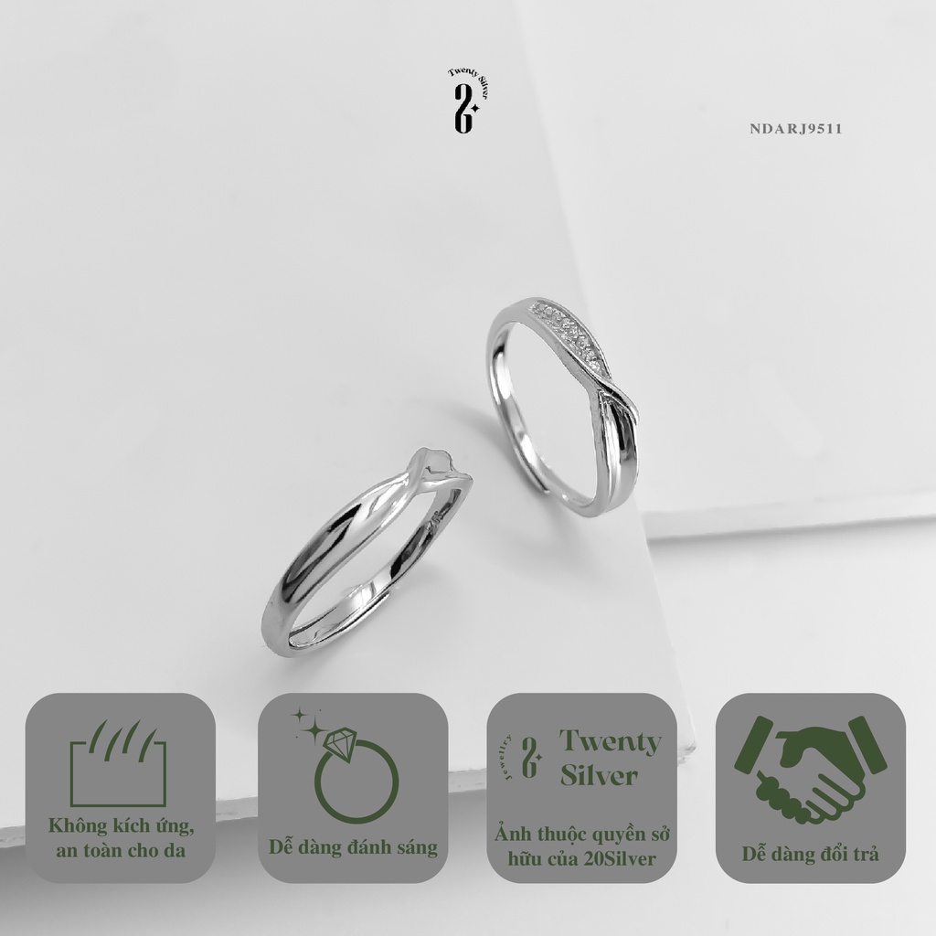 Nhẫn Đôi Bạc S925 Infinity Love NDARJ9511. Nhẫn Đôi Bạc Nam Nữ 20Silver