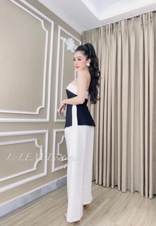 set áo peplum xẻ + quần suông