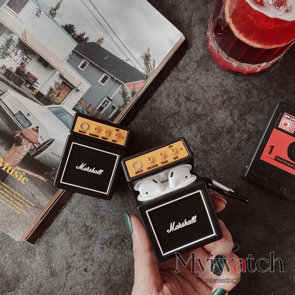 Vỏ bảo vệ hộp sạc tai nghe Airpods 1 2 3 pro bằng silicon mềm chống rơi gắn dây đeo kim loại