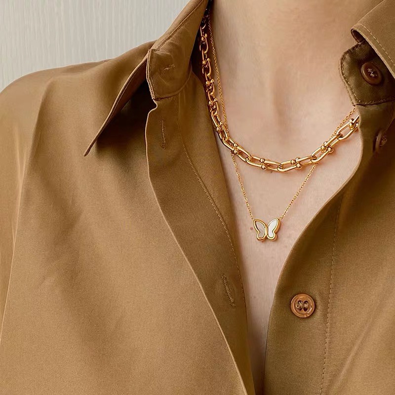 Dây Chuyền Mạ Vàng Hồng 18K Mặt Hình Bươm Bướm