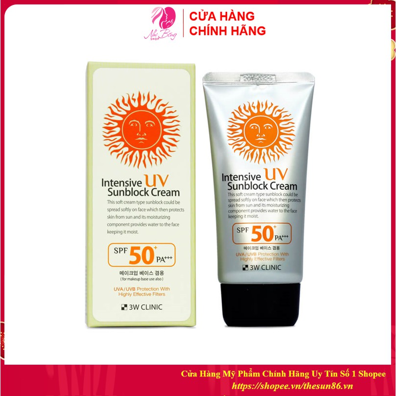 Kem chống nắng 3W Clinic Intensive UV Sunblock Cream Hàn Quốc SPF 50 PA+++ 70ml | BigBuy360 - bigbuy360.vn