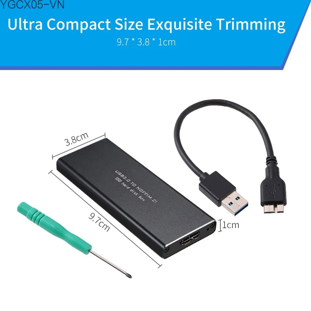 Hộp Đựng Ổ Cứng Chuyển Đổi Ngff M.2 Sang Usb 3.0 5gbps Ssd 2230 / 2242 / 2260 / 2280 mm | BigBuy360 - bigbuy360.vn