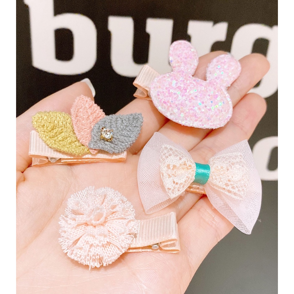 Mới Set Kẹp Tóc + Kẹp Tóc Màu Hồng