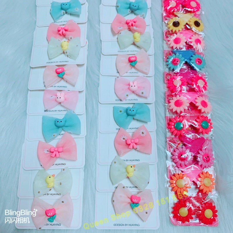 Sét 2 Kẹp tóc hình Hoa - Nơ dễ thương Siêu Xinh cho bé gái