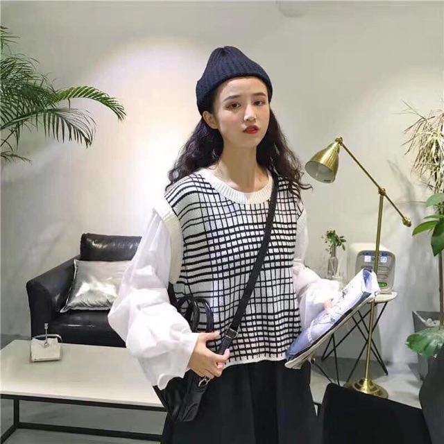 Áo len kẻ pha tay sơ mi HOT HIT | BigBuy360 - bigbuy360.vn