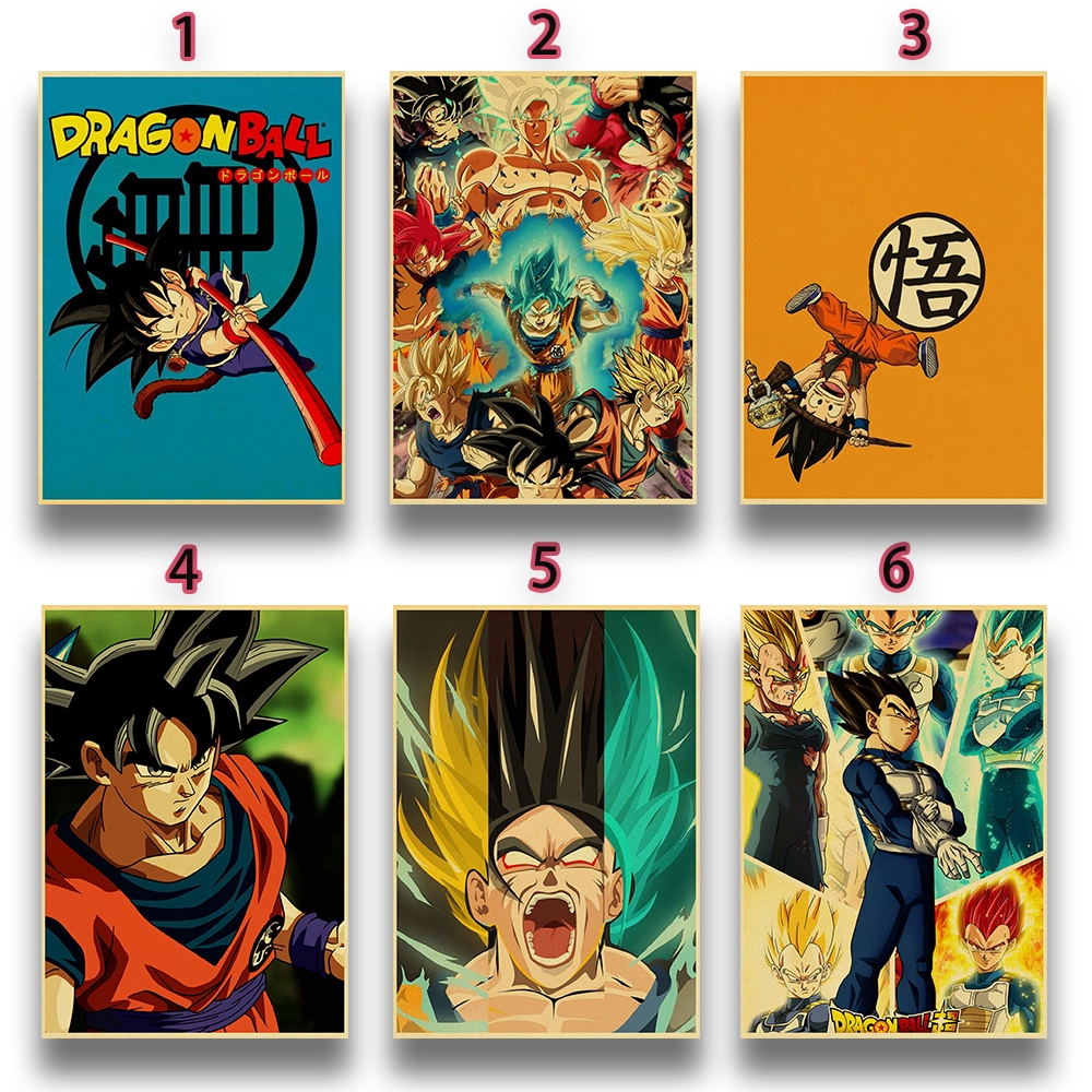 Poster Treo Tường In Hình Phim Hoạt Hình Dragon Ball Phong Cách Cổ Điển