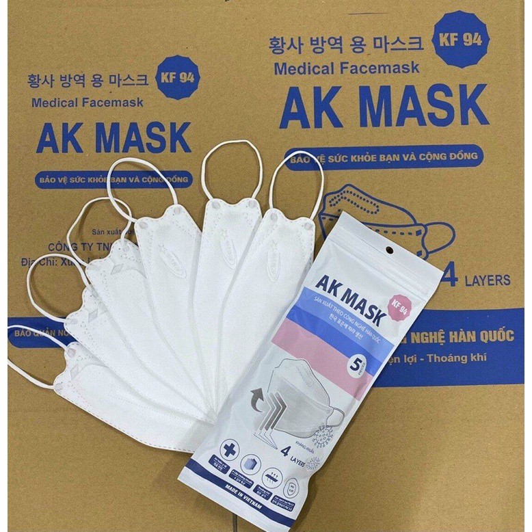 Set 10 Chiếc Khẩu Trang 3D AK MASK KF94 - 4 Lớp Kháng Khuẩn Công Nghệ Hàn Quốc - Chống Thâm Nước Mưa