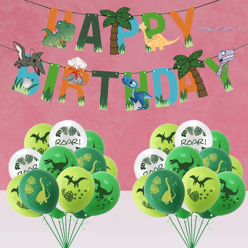1 Set Dây Cờ Treo Trang Trí Tiệc Hình Khủng Long Cho Bé