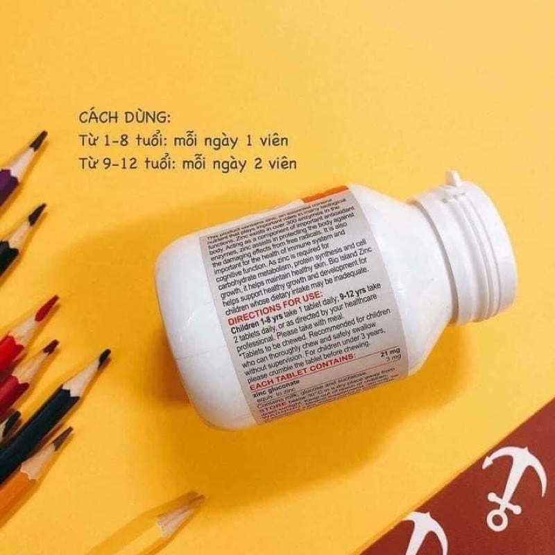 ZinC Bioisland bổ sung kẽm hình gấu cho bé lọ 120viên