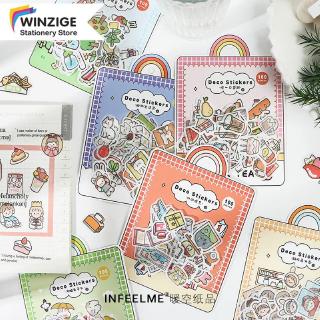 Set 100 sticker trang trí sổ lưu niệm hình hoạt hình dễ thương