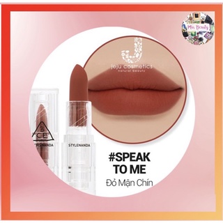 Son 3CE vỏ trong suốt màu Speak To Me tông Đỏ Nâu Trầm , Son 3CE hot hit