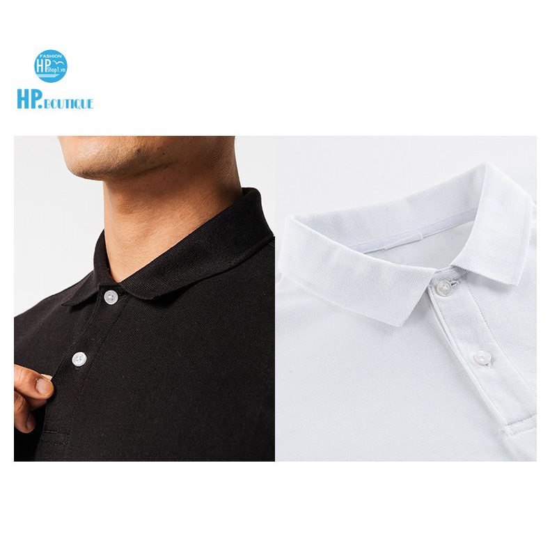 Áo polo nam HP Boutique vải trơn chất cá sấu Cotton co giãn 4 chiều, form Basic lịch sự đẳng cấp HPBOPME4