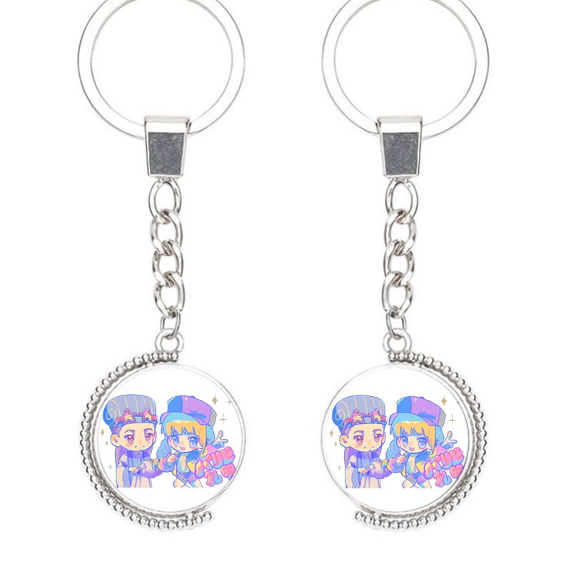 (Viền tròn) Móc khóa nhân vật KHỔNG MINH THÍCH ĐI QUẨY anime chibi xinh xắn tiện lợi