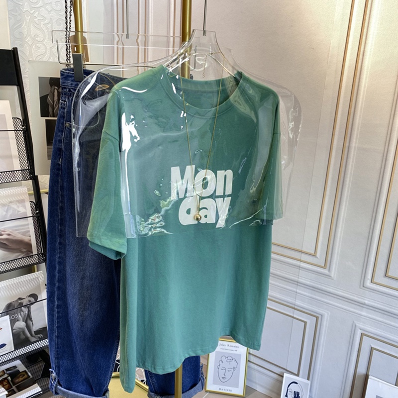 NRVP Áo thun tay ngắn cổ tròn 100% cotton thời trang phong cách Hàn Quốc cho nữ