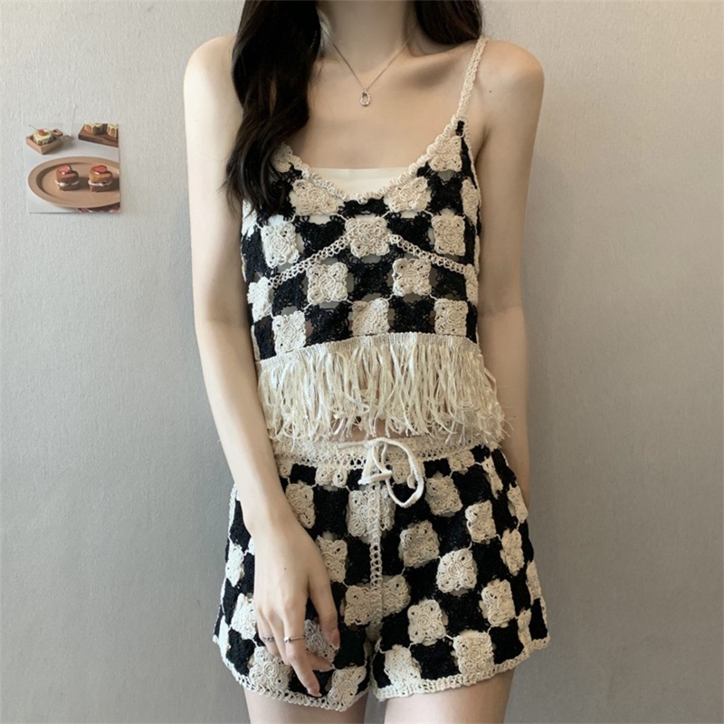 Oneri Set Áo Quần Đan Móc Rỗng Thanh Lịch Đi Biển Mùa Hè Cho Nữ Camis