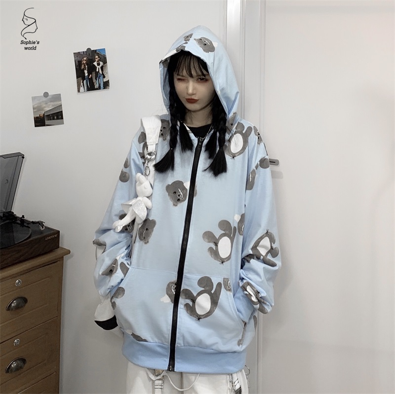 NEW Áo Hoodie Form Rộng In Hình Gấu Phong Cách Hàn Quốc Cho Nữ | WebRaoVat - webraovat.net.vn