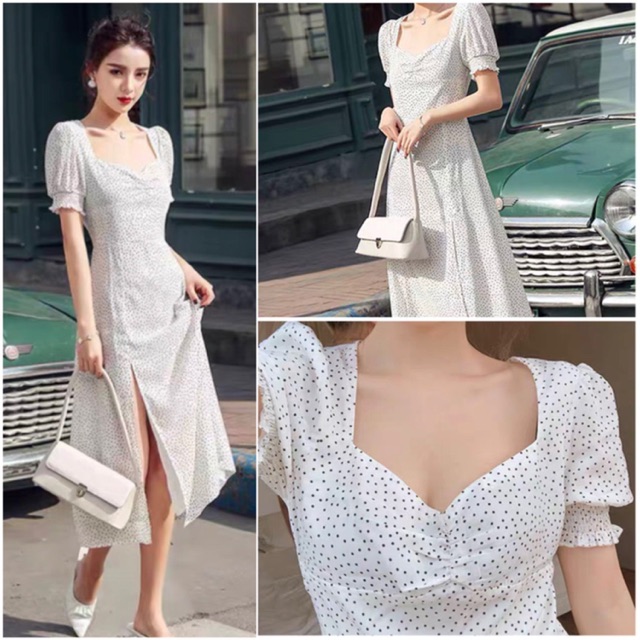 Đầm BI NHÍ trắng dài xẻ tà tay phồng tôn dáng(Có Ảnh Thật) | BigBuy360 - bigbuy360.vn