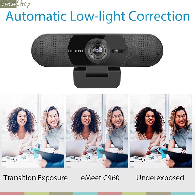 Webcam Họp Trực Tuyến Góc Rộng 90* Emeet C960 (Full HD1080P, Tự Động Lấy Nét Và Căn Chỉnh Ánh Sáng0 | BigBuy360 - bigbuy360.vn