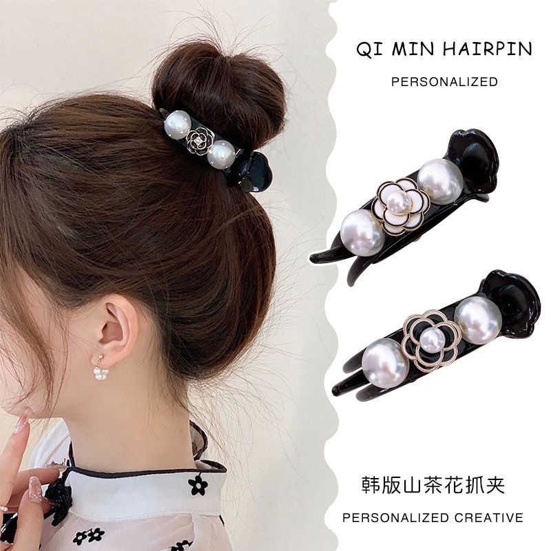 Kẹp Tóc Đính Hoa Trà Và Ngọc Trai Nhân Tạo Phong Cách Retro 2022