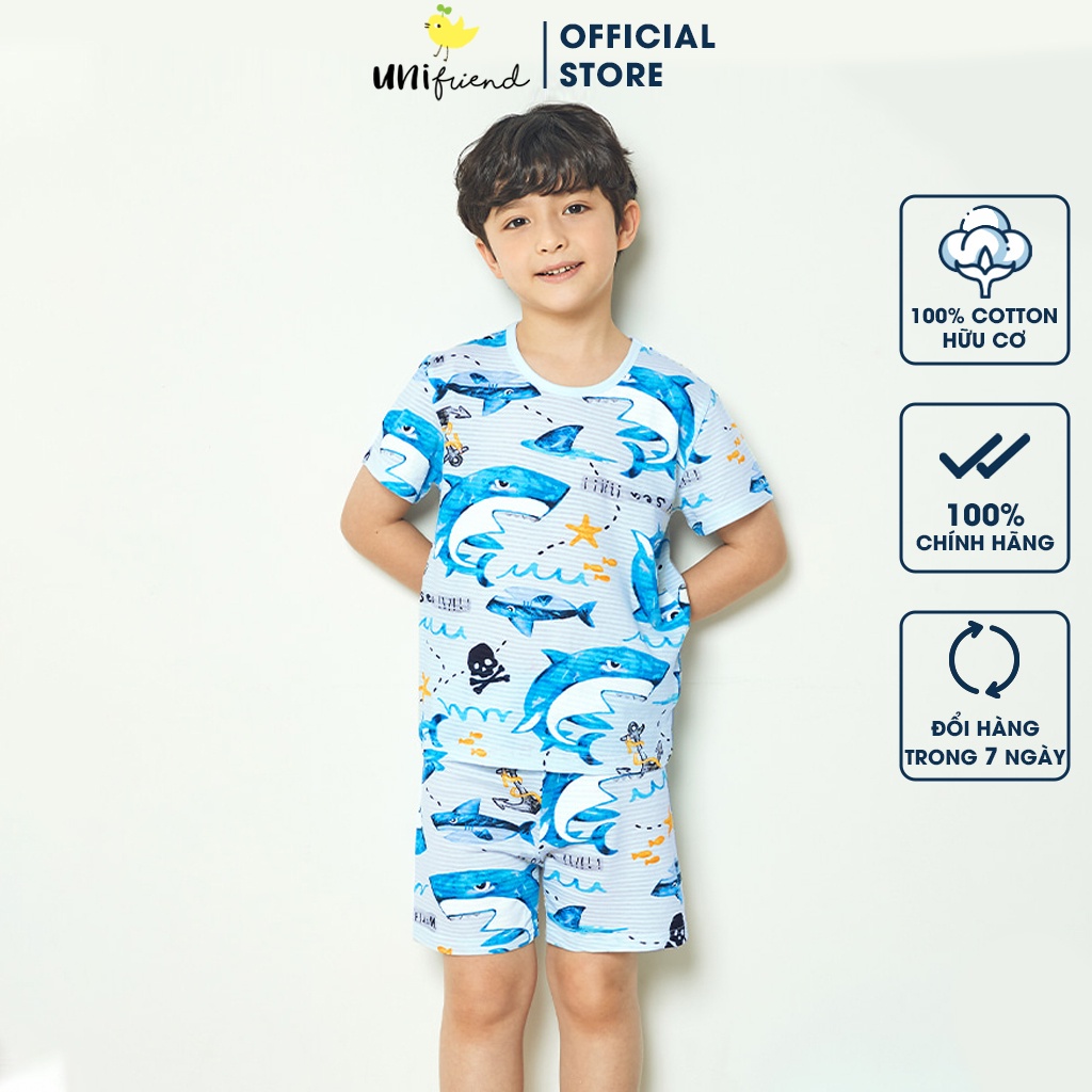 Đồ bộ ngắn tay quần áo thun cotton giấy mặc nhà mùa hè cho bé trai Unifriend Hàn Quốc U3017