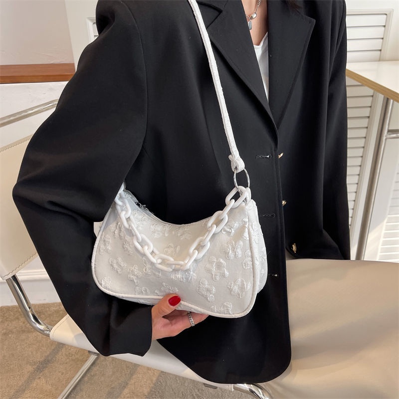 Túi kẹp nách dây xích túi xách nữ đẹp hoa ren túi vải hàn quốc