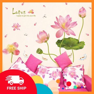 ⚡️𝗙𝗥𝗘𝗘𝗦𝗛𝗜𝗣⚡️ Decal dán tường Hoa sen uốn