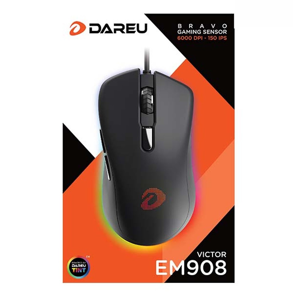 Chuột Gaming DAREU EM908 Black/Pink (LED RGB, BRAVO sensor) - Hãng phân phối chính thức