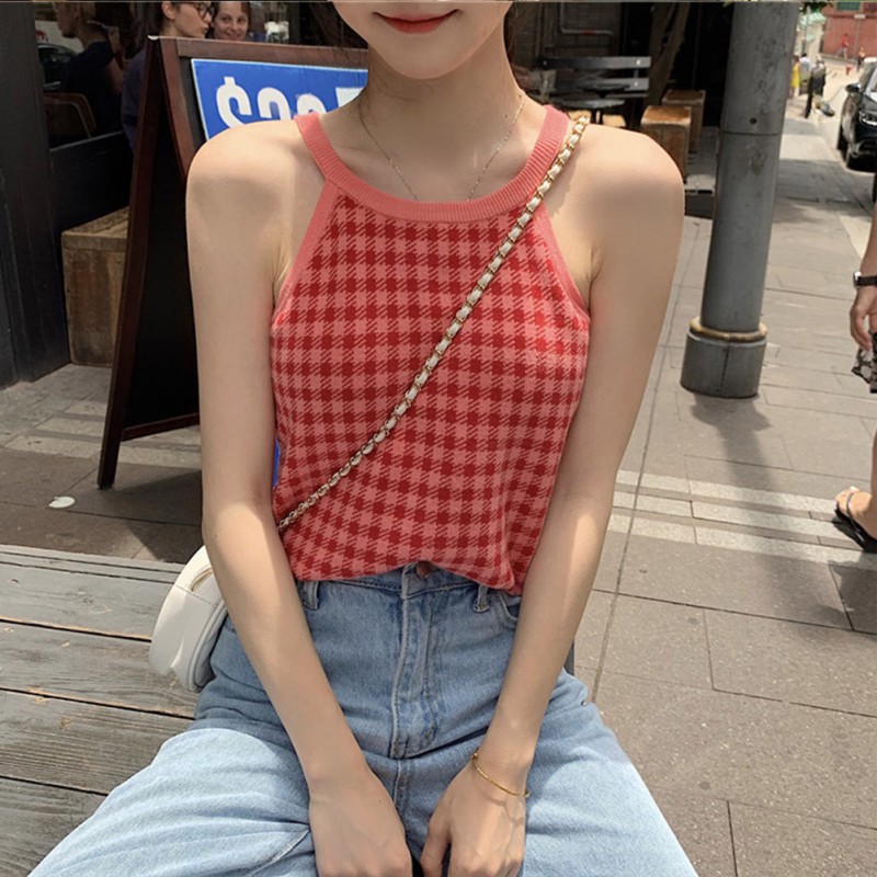 Áo Nữ Không Tay Kẻ Sọc Vuông Thời Trang Hàn Quốc | BigBuy360 - bigbuy360.vn