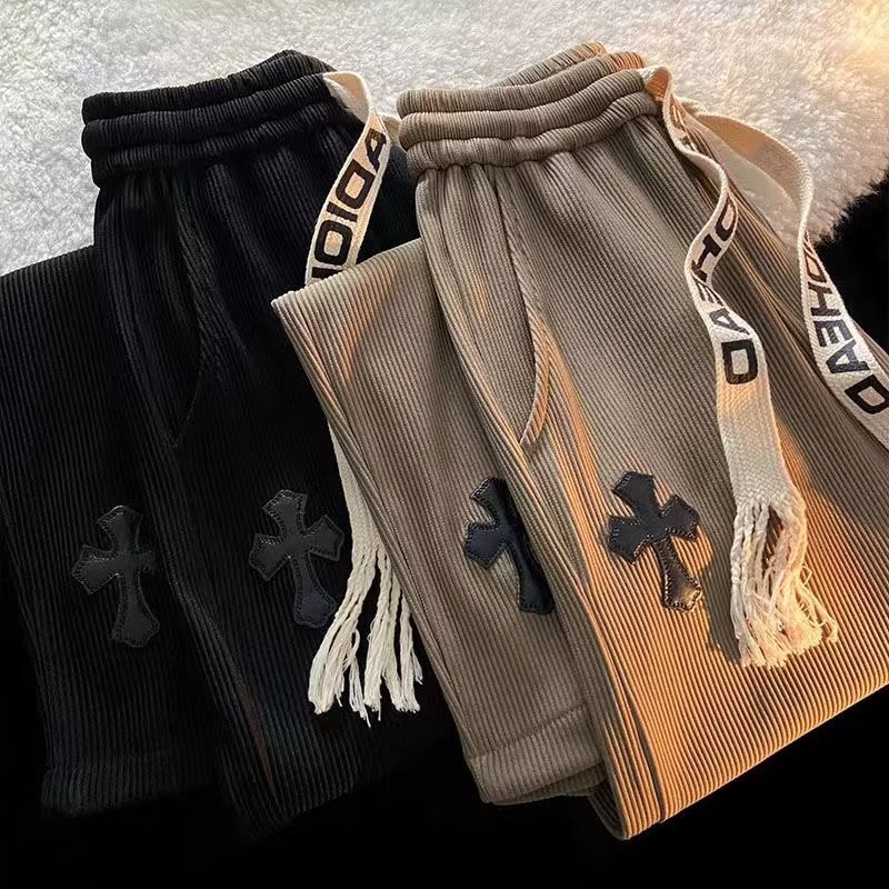 Quần Dài Ống Rộng Lưng Cao Dây Rút Co Giãn Phong Cách Vintage Dành Cho Nam Nữ