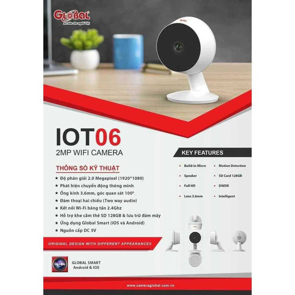 [Mới] Camera IP 2M (Xoay 360) WIFI Global IOT03 IOT06  FULL HD 1080P  Sever Việt Nam [Chính Hãng - BH 24 Tháng]