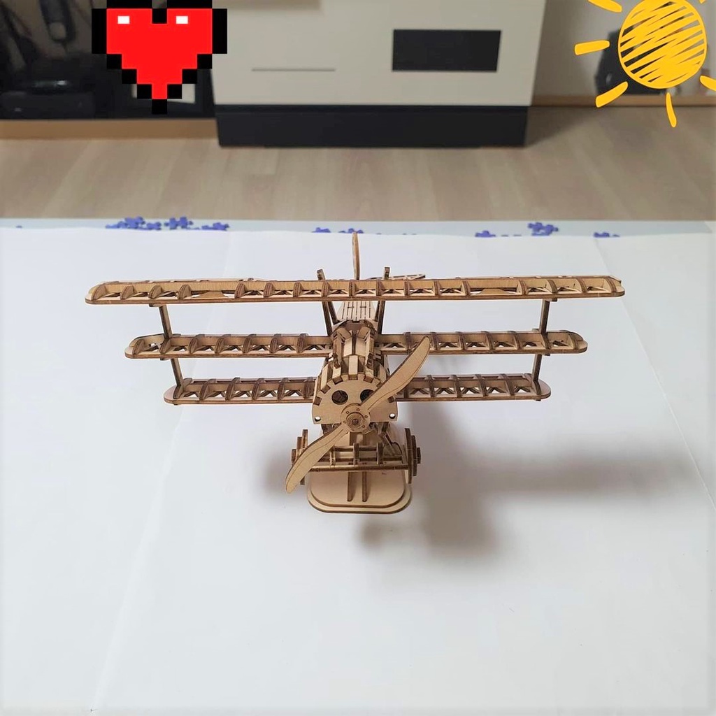 Mô Hình Gỗ 3D Lắp Ráp ROBOTIME Máy Bay Bi-Plane TG301