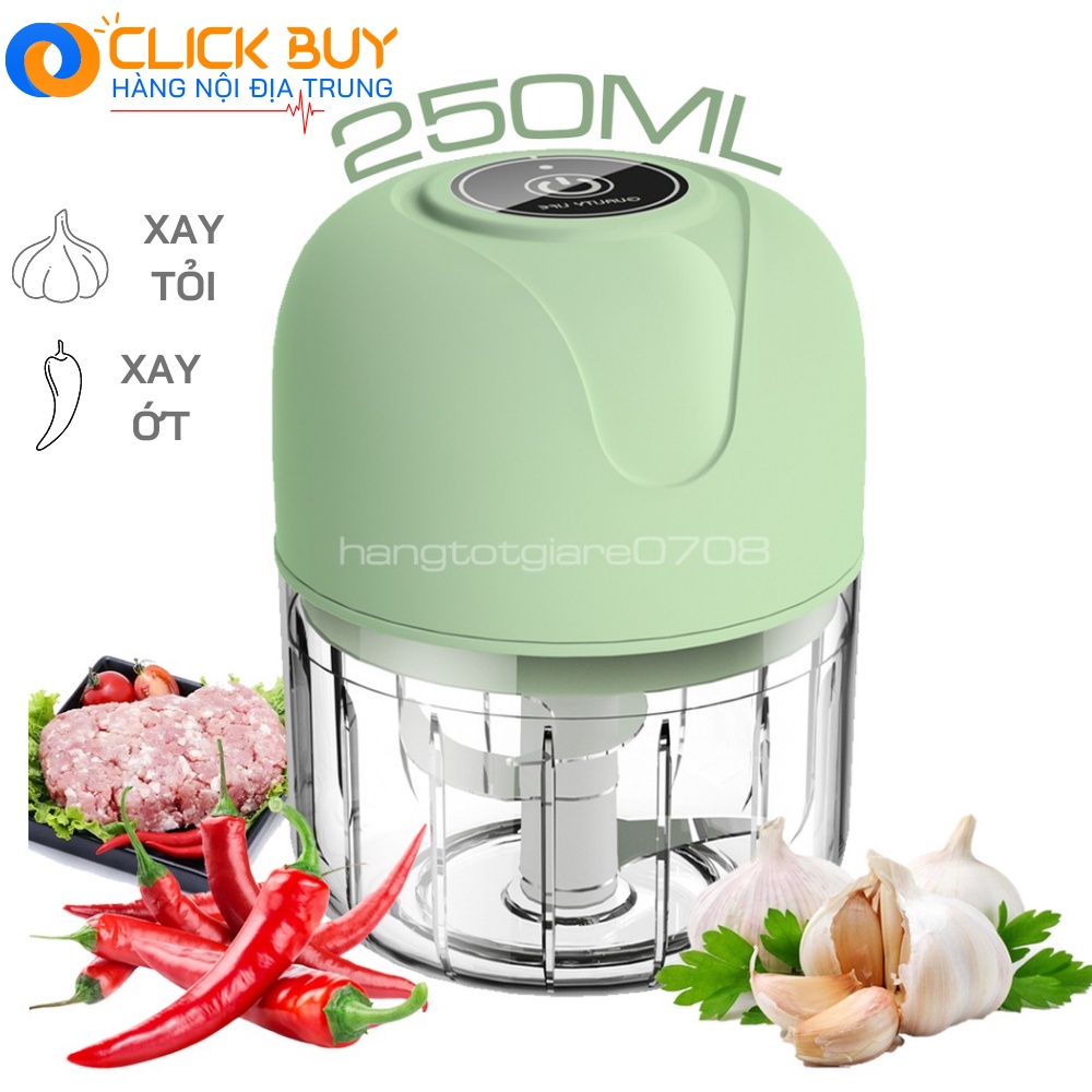 Máy Xay Mini Sạc Điện Có Cổng Sạc Usb, Nhỏ Gọn Tiện Ích Dễ Sử Dụng Xay Hành Tỏi Rau Củ Quả Thể Tích 250ML