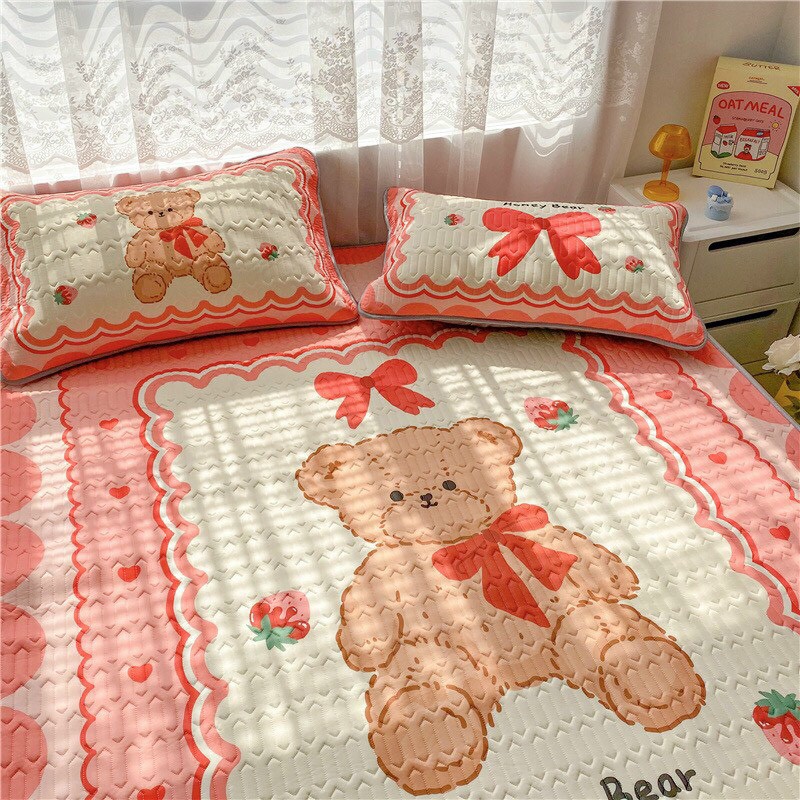 Chiếu cao su non 5D - Chiếu Điều Hòa họa tiết gấu honey bear