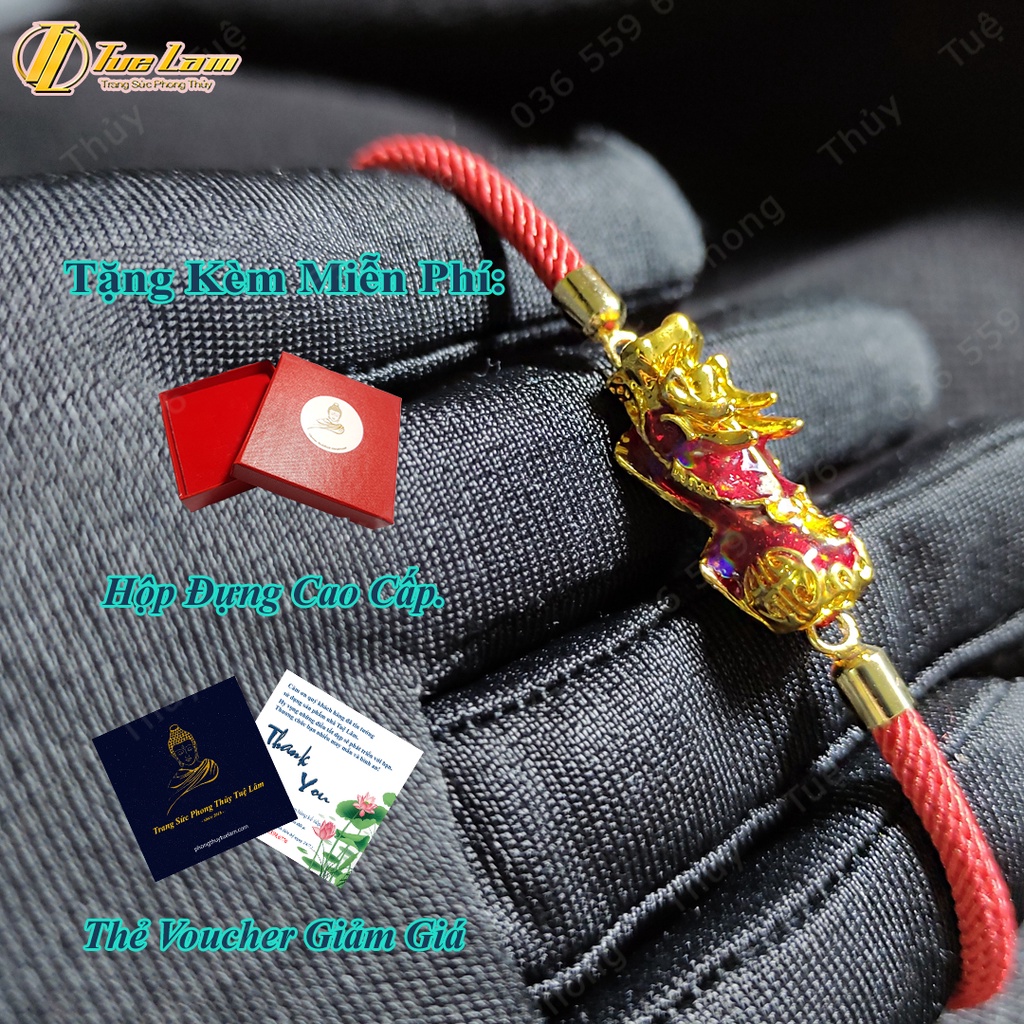 Vòng tay tỳ hưu tài lộc, tỳ hưu đổi màu khóa dây móc chỉ đỏ thời trang bền đẹp - Tuệ Lâm