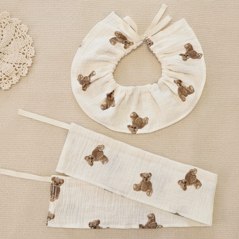 Yếm Ăn Cotton Mềm Mại Thoáng Khí In Họa Tiết Hoa Xinh Xắn Dành Cho Các Bé
